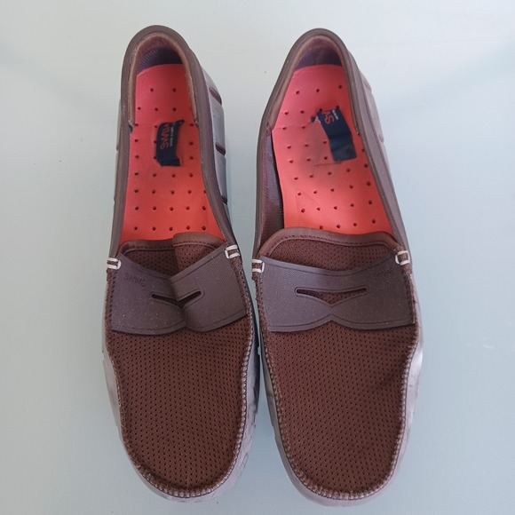 SWIMS Mens Penny Loafer Brown Rubber Mesh Water Resistant Shoes Size 10 - Picture 3 of 8